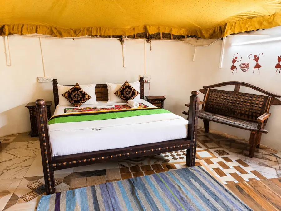 Traditional Mud Cottage Bhunga with Lippan artwork